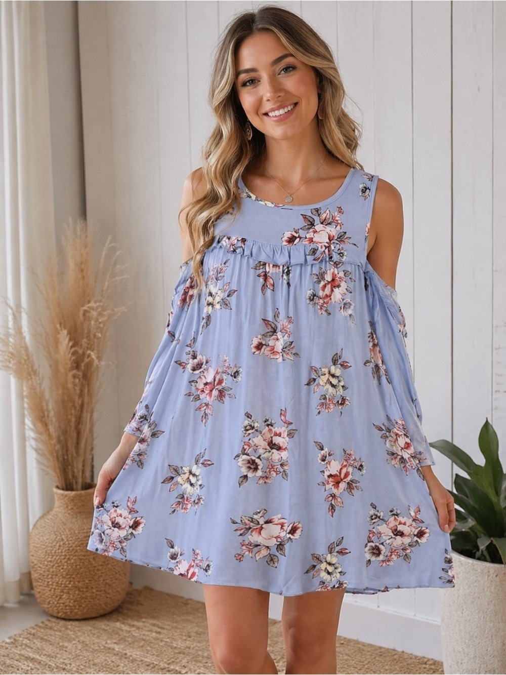 Altar’d State 3/4 sleeve dress in dusty blue